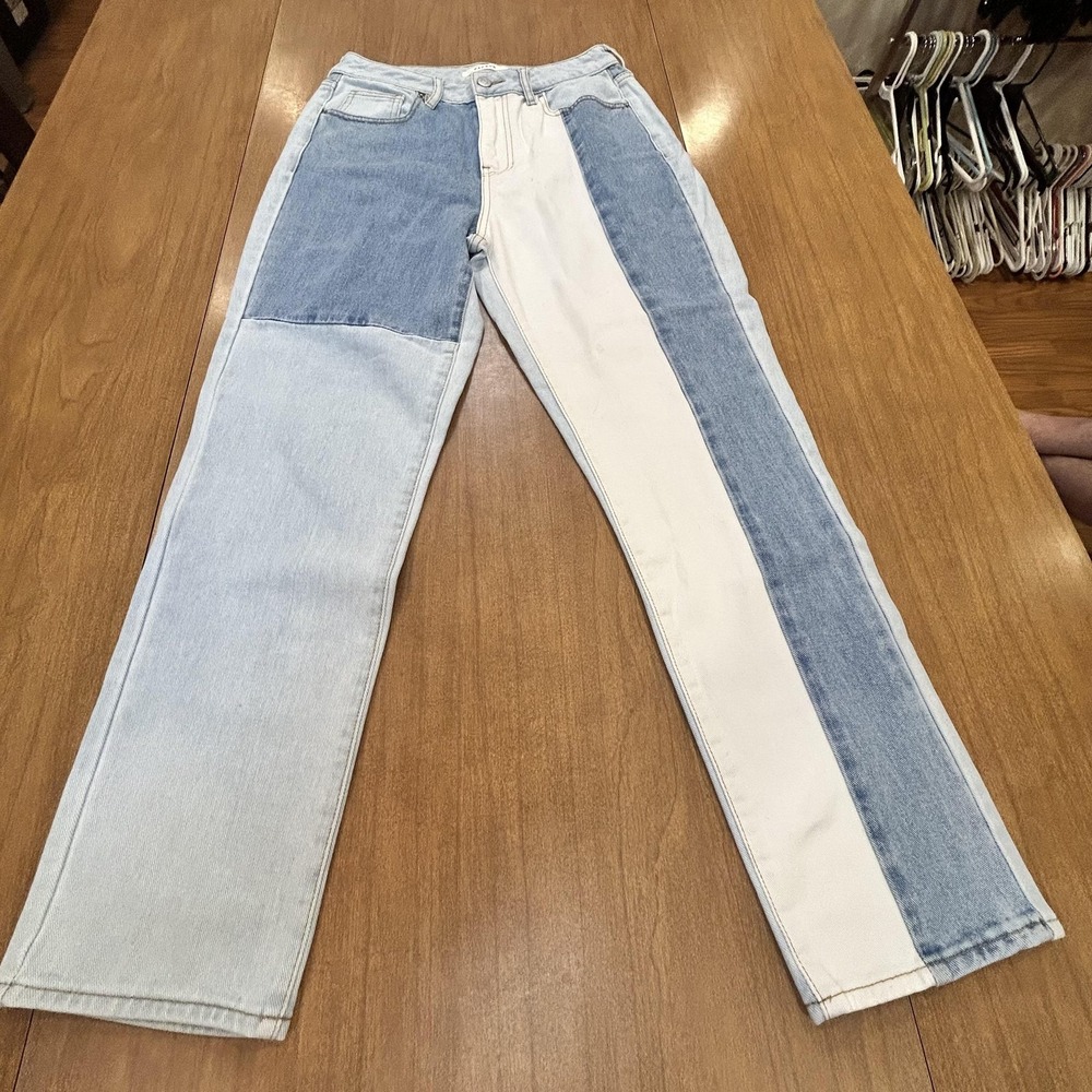 PacSun Jeans Womens 26 Patch Y2K Colorblock High Rise Mom Jean Straight Leg